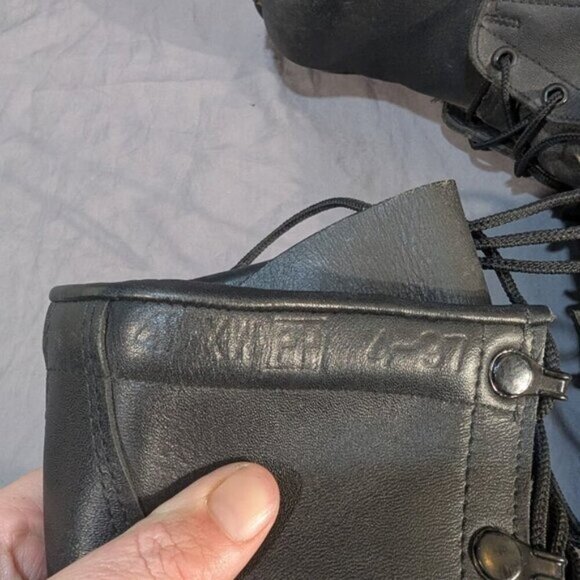 Black Leather Military Combat Lace Up Boots Size 4.5 - Picture 6 of 11